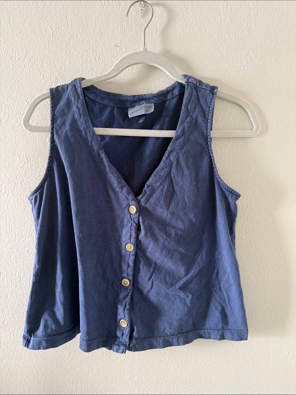 Universal Thread Blue V-Neck Button Front Tank Vest
